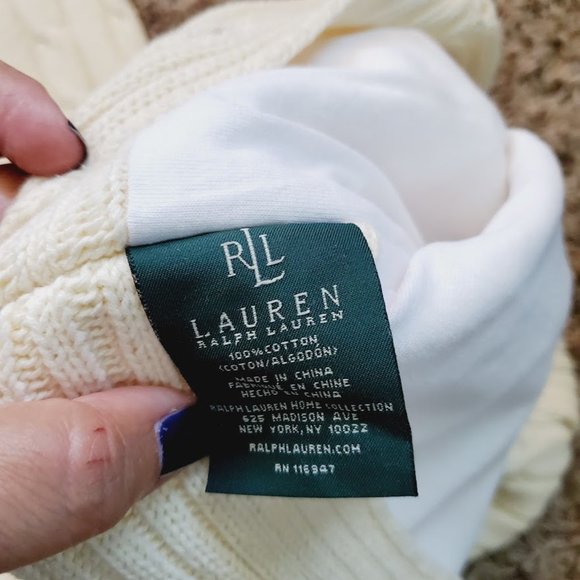 Ralph Lauren Cable Knit Throw Pillow Cover Set of 2 Cream Cozy Sweater Weather - Picture 4 of 4